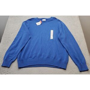 St. John's Bay Sweater Men's 2XL Blue Ribbed Cuff Classic Fit Crew Neck Pullover